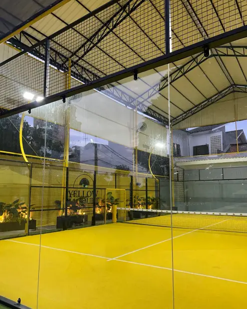 Glass-walled yellow court